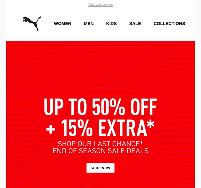 PUMA: Sleva až 50 % + extra 15 % kódem LASTCHANCE – červenec 2026 | Nuslet.cz