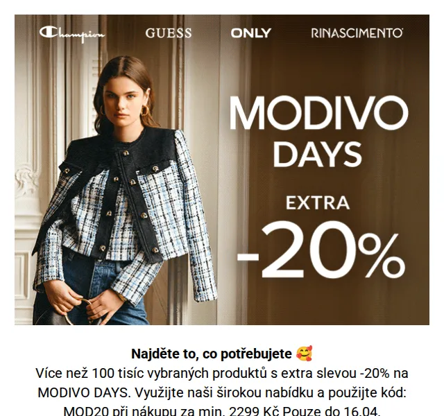 Modivo: extra sleva -20 % na vše – MODIVO DAYS – červen 2026 | Nuslet.cz