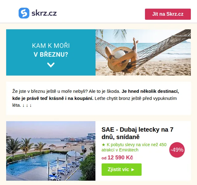 Skrz: Last minute k moři v březnu od 9 590 Kč – březen 2026 | Nuslet.cz