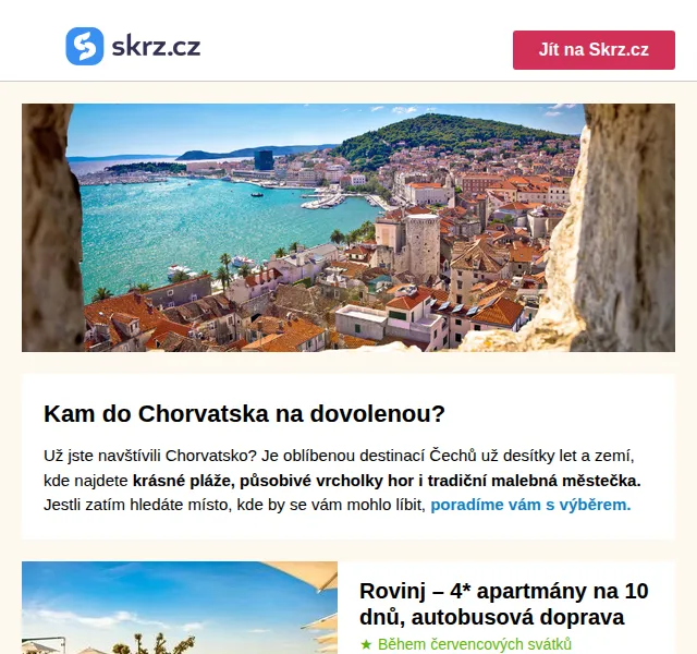 Skrz.cz: Dovolená v Chorvatsku od 5 751 Kč – červenec 2026 | Nuslet.cz