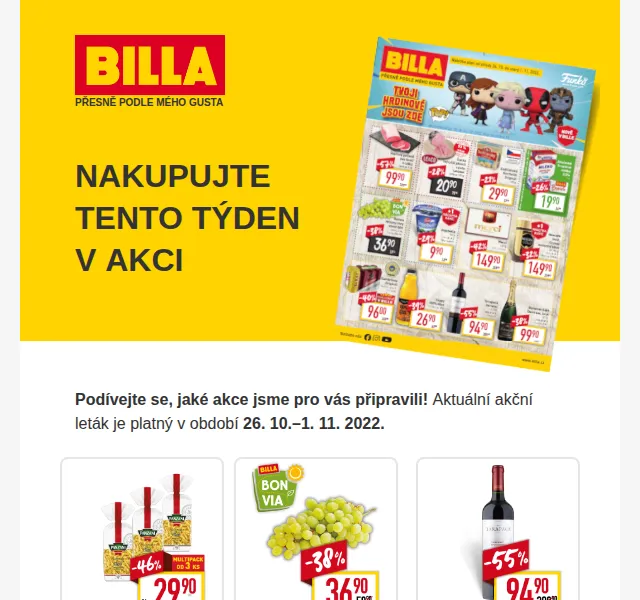 Billa: Těstoviny Panzani za 29,90 Kč a víno Tarapacá – červen 2026 | Nuslet.cz