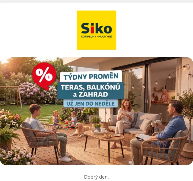 SIKO KOUPELNY: Sleva až 20 % na venkovní vybavení – květen 2026 | Nuslet.cz