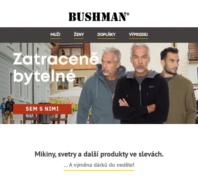 BUSHMAN: Mikiny a svetry ve slevách až 60 % – červenec 2026 | Nuslet.cz