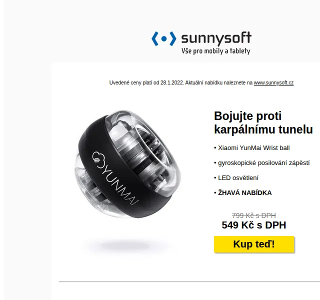 Sunnysoft: Xiaomi YunMai Wrist ball od 549 Kč – červen 2026 | Nuslet.cz