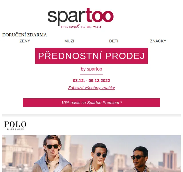 Spartoo.cz: Sleva až 50 % na Polo Ralph Lauren, Fluchos a GBB – červen 2026 | Nuslet.cz