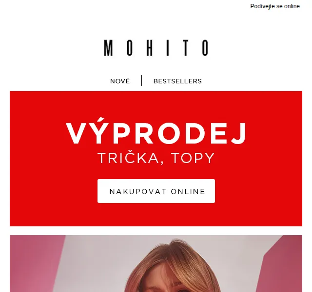 MOHITO: Růžová revoluce – trička a topy za nižší ceny – červenec 2026 | Nuslet.cz