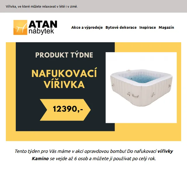 ATAN nábytek: Nafukovací vířivka KAMINO za 12 390 Kč – červen 2026 | Nuslet.cz