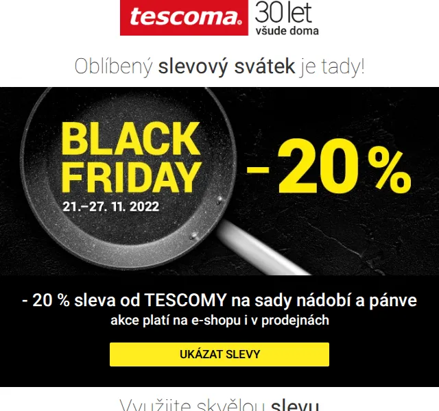 Tescoma: Sleva 20 % na pánve a sady nádobí – červen 2026 | Nuslet.cz
