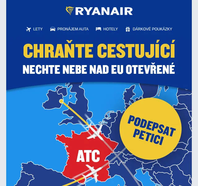Ryanair: Petice za ochranu letů – červenec 2026 | Nuslet.cz