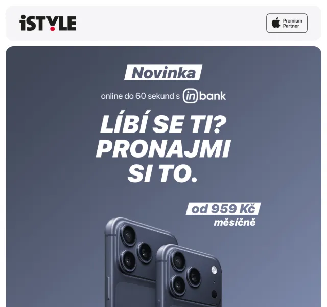 iSTYLE: iPhone 17 Pro pronájem od 959 Kč – květen 2026