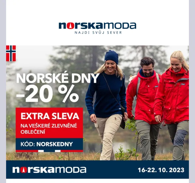 Norskamoda.cz: Norské dny – dalších 20 % na zlevněné produkty – červenec 2026 | Nuslet.cz