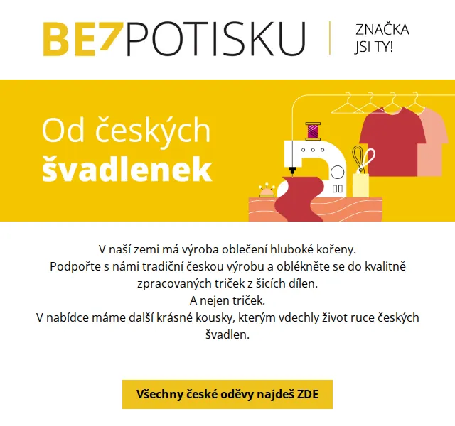 BezPotisku: české oblečení od 259 Kč – červenec 2026 | Nuslet.cz