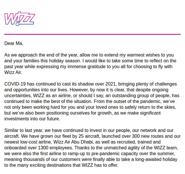 Wizz Air: Vánoční přání s výhledem na rok 2022 – červen 2026 | Nuslet.cz