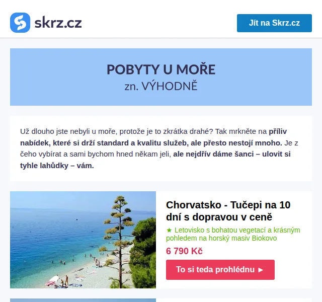 Vánoce na Skrz: Dovolená u moře od 6 790 Kč – červen 2026 | Nuslet.cz