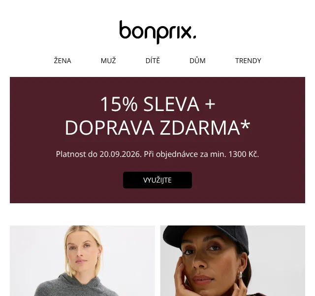 Bonprix: 15% sleva + doprava zdarma – září 2026