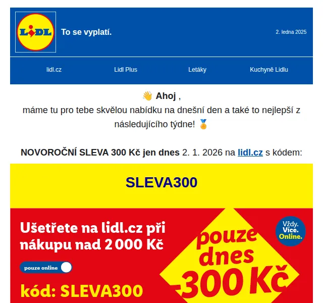 Lidl: sleva 300 Kč + akce na SILVERCREST, CRIVIT – duben 2026