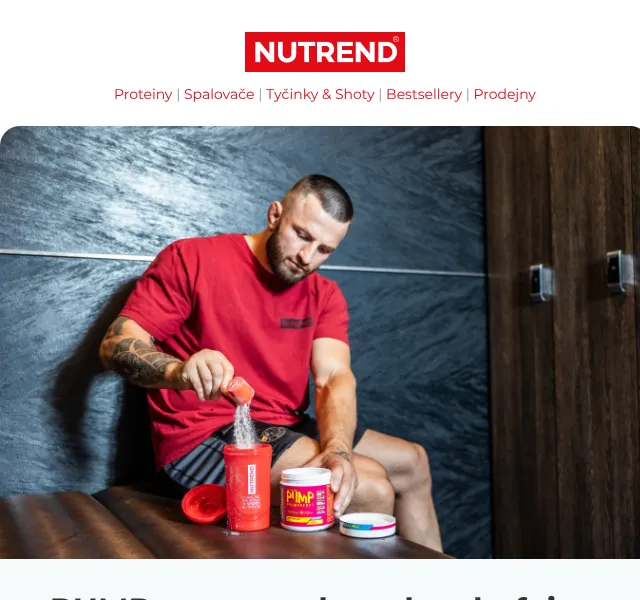 Nutrend: PUMP pre-workout bez kofeinu – červenec 2026