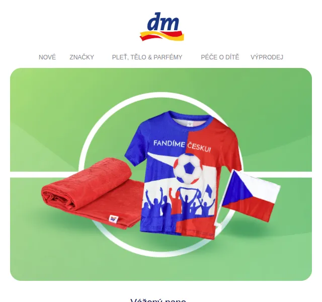 dm Drogerie: Fotbalový merch mistrovství – červen 2026