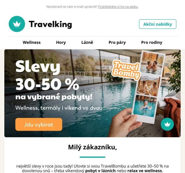 Travelking: až -50 % na pobyty – říjen 2026