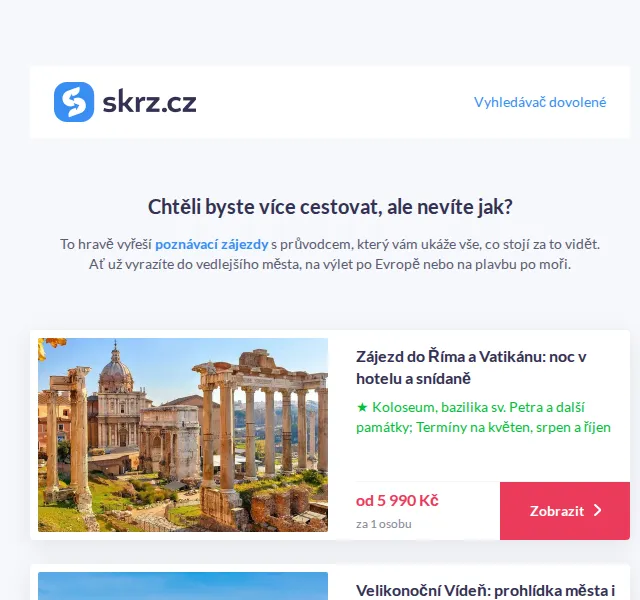 Vánoce na Skrz: poznávací zájezdy od 1 090 Kč – červenec 2026 | Nuslet.cz