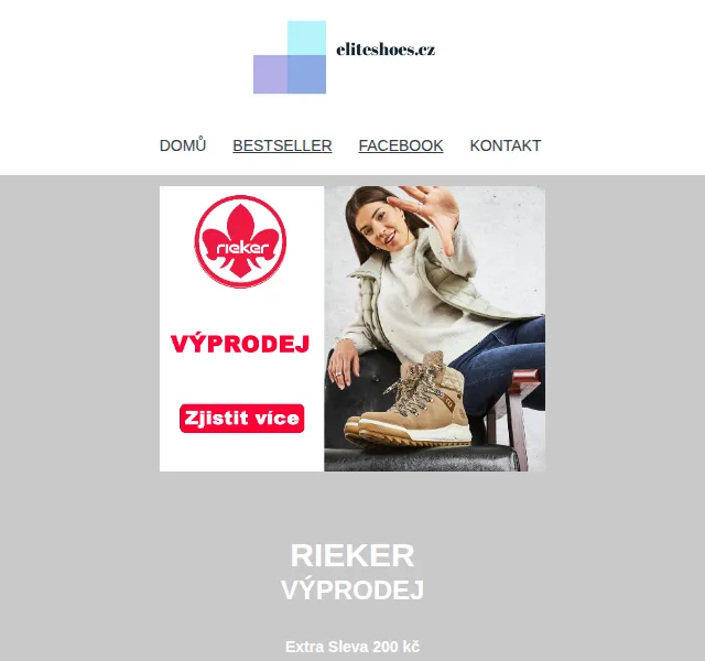 Eliteshoes: Extra sleva 200 Kč na boty Rieker, Tamaris – červenec 2026 | Nuslet.cz