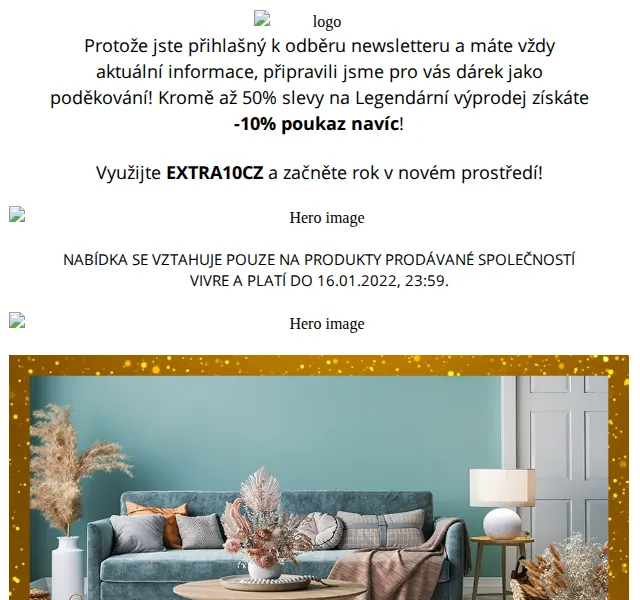 Vivre: Extra 10% sleva na Legendární Výprodej – červen 2026 | Nuslet.cz