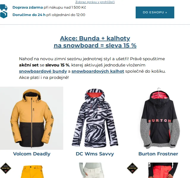 SNOWBOARD ZEZULA: Bunda + kalhoty se slevou 15 % – červen 2026 | Nuslet.cz