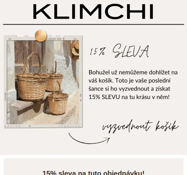 KLIMCHI: 15% sleva na objednávku – červenec 2026 | Nuslet.cz