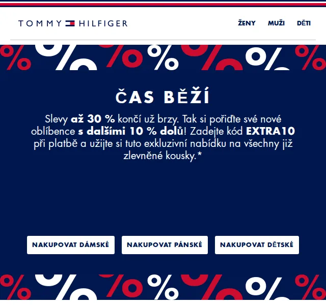 Tommy Hilfiger: Extra 10% sleva na vše zlevněné – červen 2026 | Nuslet.cz