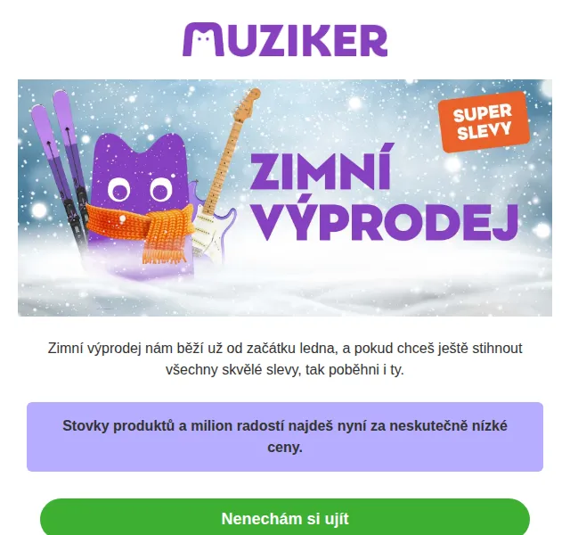 Muziker: Zimní výprodej se slevami – červen 2026 | Nuslet.cz