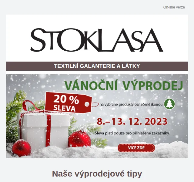 Stoklasa: Vánoční výprodej – prosinec 2026 | Nuslet.cz