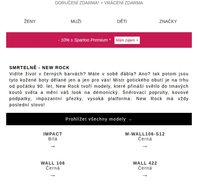Spartoo: Doručení zdarma New Rock, Levi's, Hummel a New Balance – červenec 2026 | Nuslet.cz