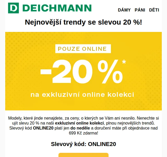 DEICHMANN: -20 % na online kolekci – červenec 2026 | Nuslet.cz