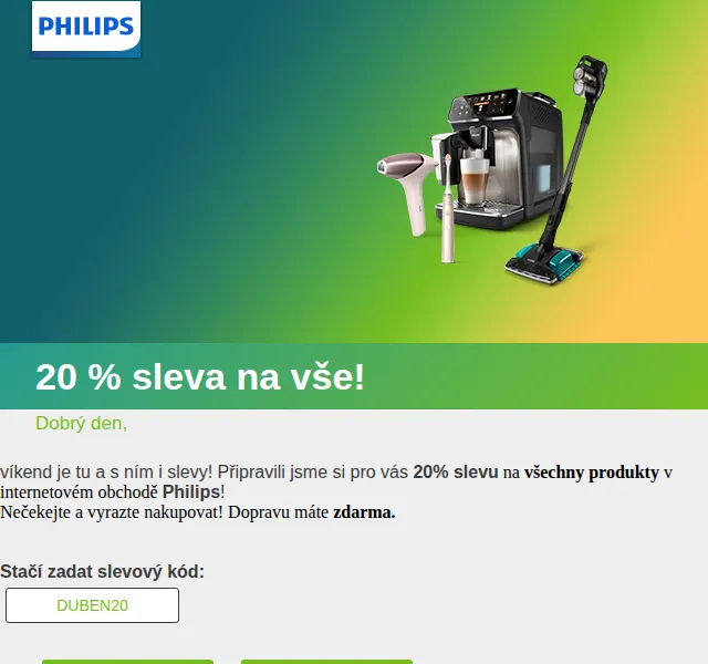 Philips: 20% sleva na vše – duben 2026 | Nuslet.cz