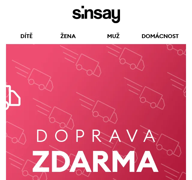 Sinsay: Doprava zdarma pro každý nákup – červen 2026 | Nuslet.cz