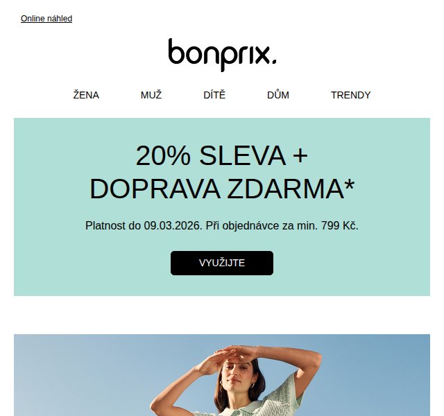 Bonprix: 20% sleva + doprava zdarma – březen 2026