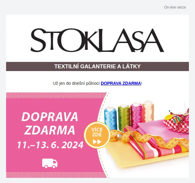 Stoklasa: Doprava zdarma a slevy až 40 % – červenec 2026 | Nuslet.cz