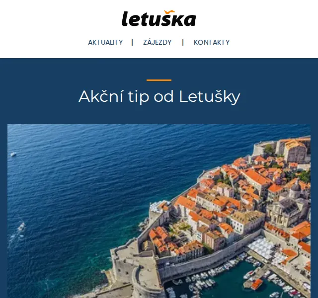 Letuška.cz: Praha – Dubrovník od 3 564 Kč – červenec 2026 | Nuslet.cz