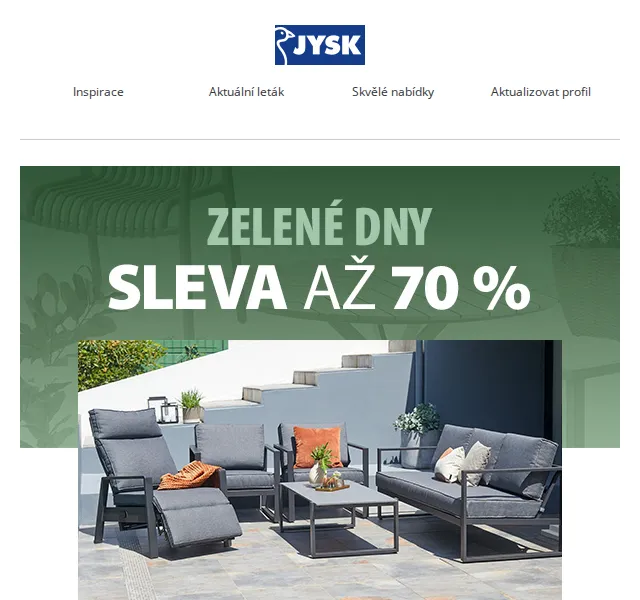 JYSK: Zelené dny se slevou až 70 % – červenec 2026 | Nuslet.cz