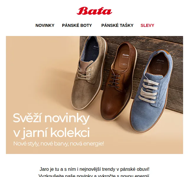 Baťa: Jarní kolekce pánské obuvi – červenec 2026 | Nuslet.cz