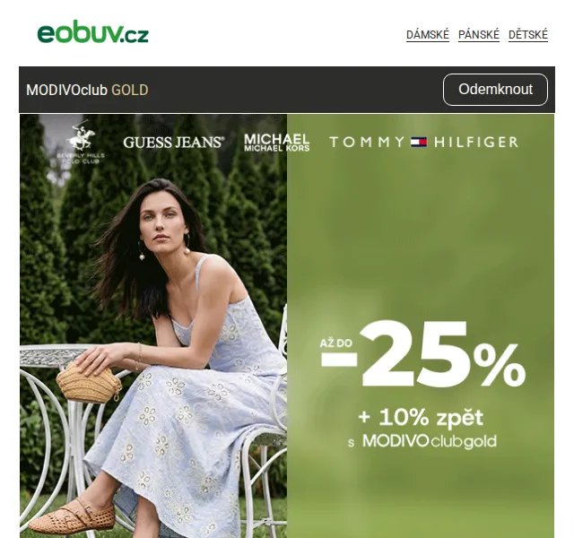 eobuv.cz: Slevy až -25 % na Tommy Hilfiger, Guess, adidas – červen 2026