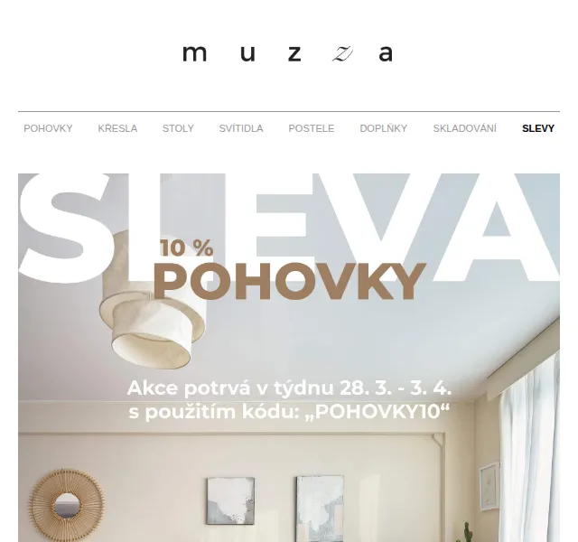 MUZZA: Pohovky s 10% slevou – červen 2026 | Nuslet.cz