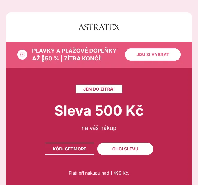 Astratex.cz: spodní prádlo – sleva 500 Kč | Červen 2026