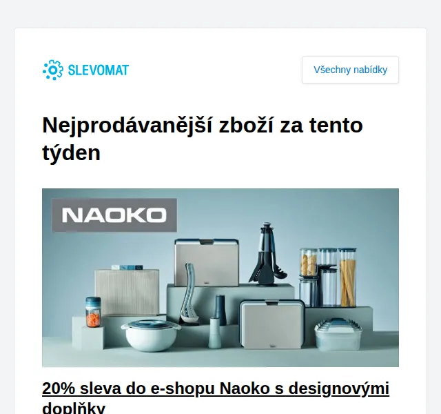 Slevomat: 20% sleva do e-shopu Naoko s designovými doplňky – červen 2026 | Nuslet.cz