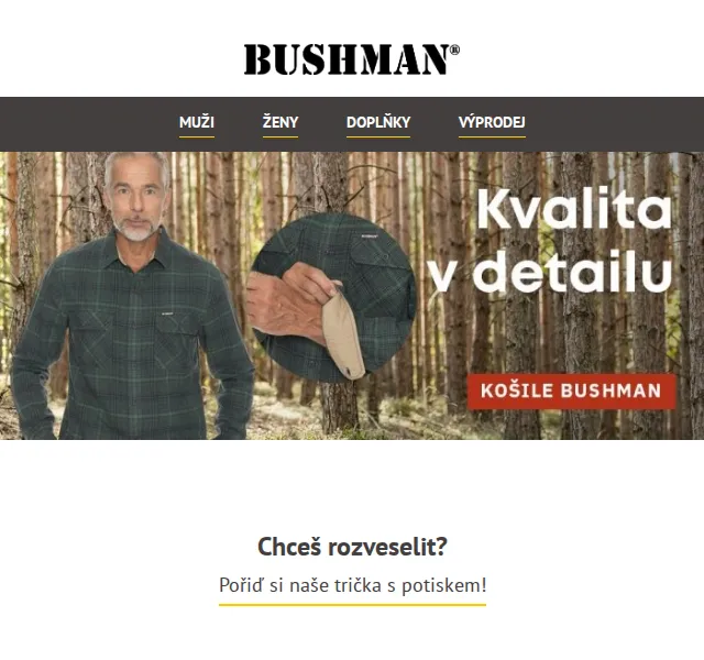 BUSHMAN: Trička s potiskem – červenec 2026 | Nuslet.cz