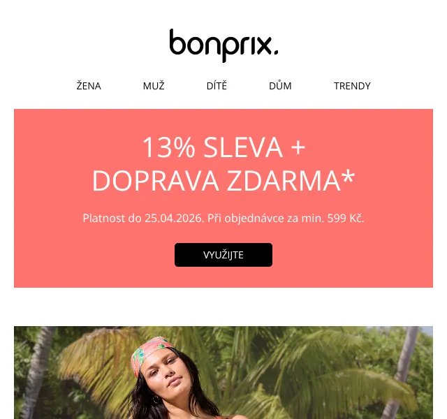 Bonprix: 13% sleva + doprava ZDARMA – duben 2026 | Nuslet.cz
