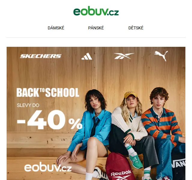eobuv.cz: Slevy do -40 % na tenisky, plátěnky a batohy adidas – červenec 2026 | Nuslet.cz