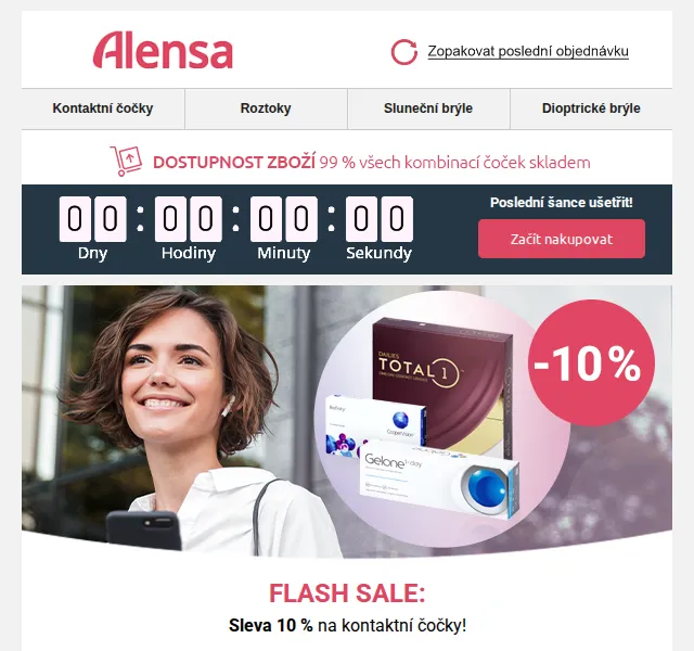 Alensa: 10% sleva na kontaktní čočky – červenec 2026 | Nuslet.cz