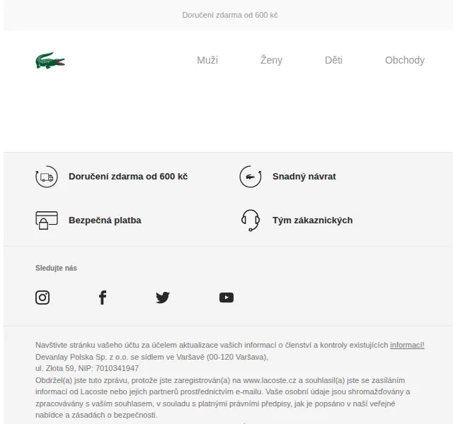 LACOSTE: Polo s doručením zdarma – červen 2026 | Nuslet.cz