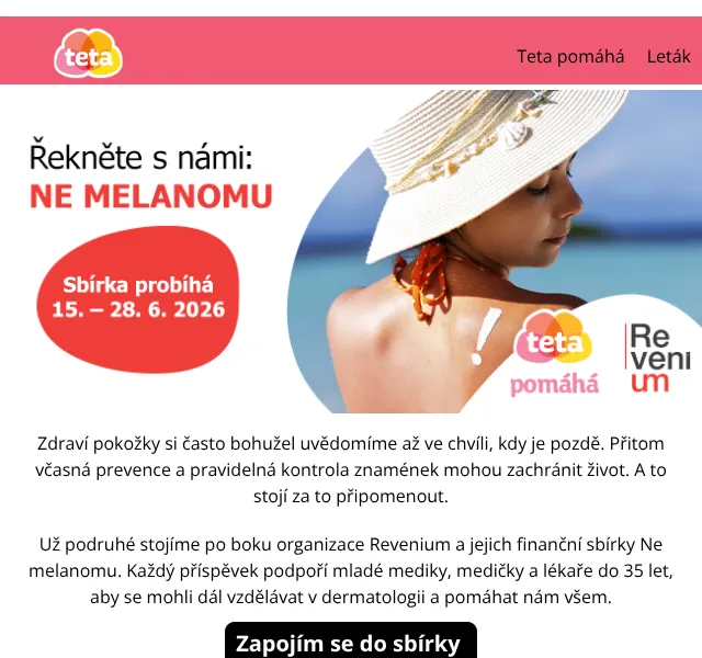 Teta drogerie: Ochrana pokožky + přispějte do sbírky – červen 2026 | Nuslet.cz